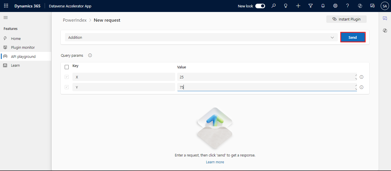 Check the response section to see the results of your plug-in execution.
