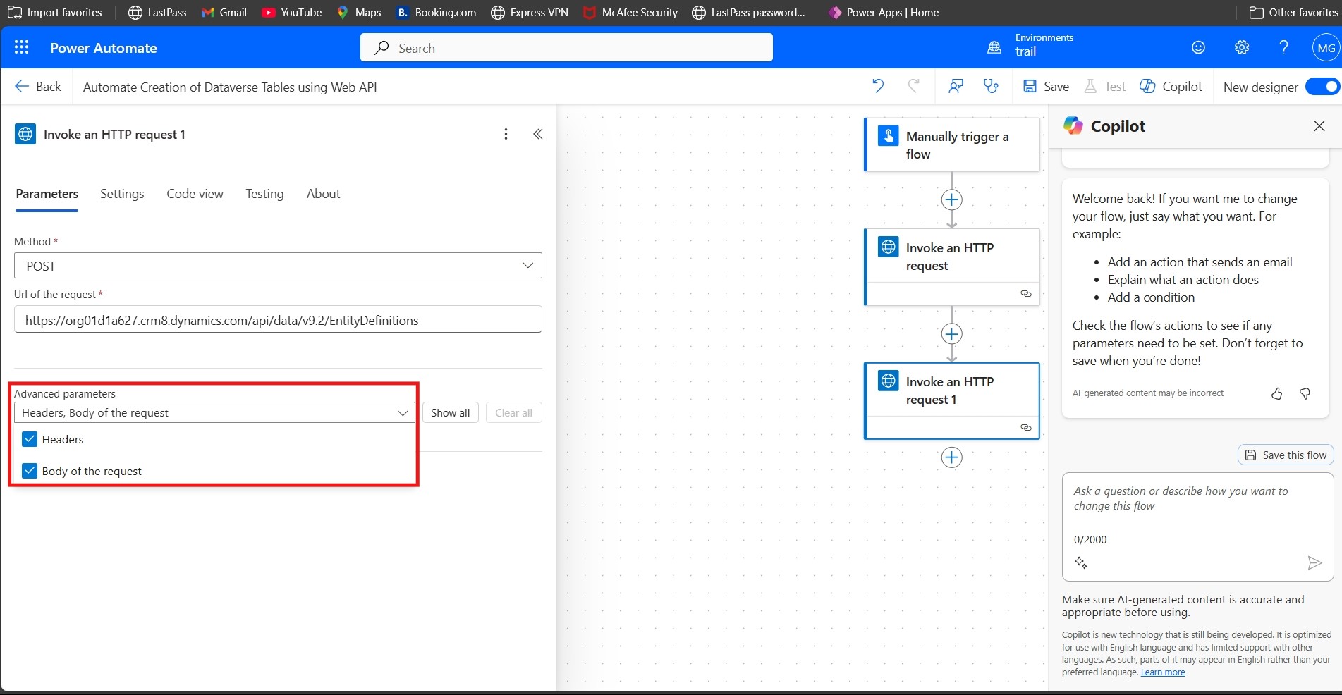 In the Header section, enter the following key-value pairs based on ...