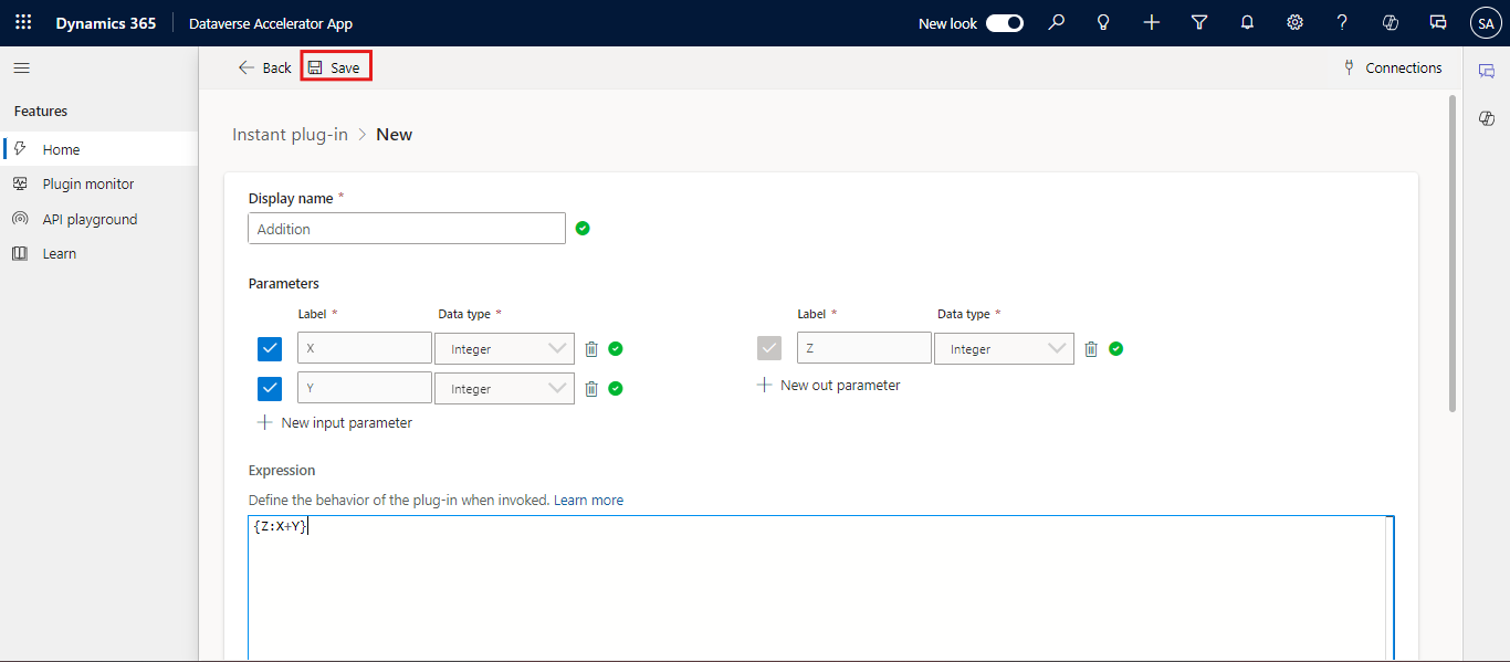 Navigate to the API playground to test the instant plugin.