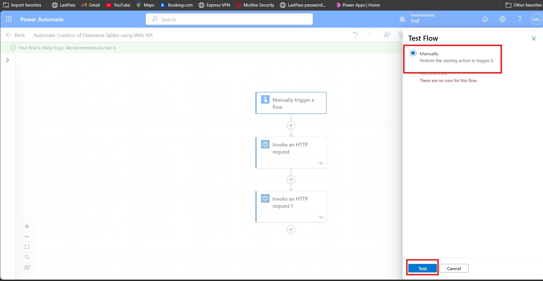 Now, you can see that your flow works, and at the top of the screen ...