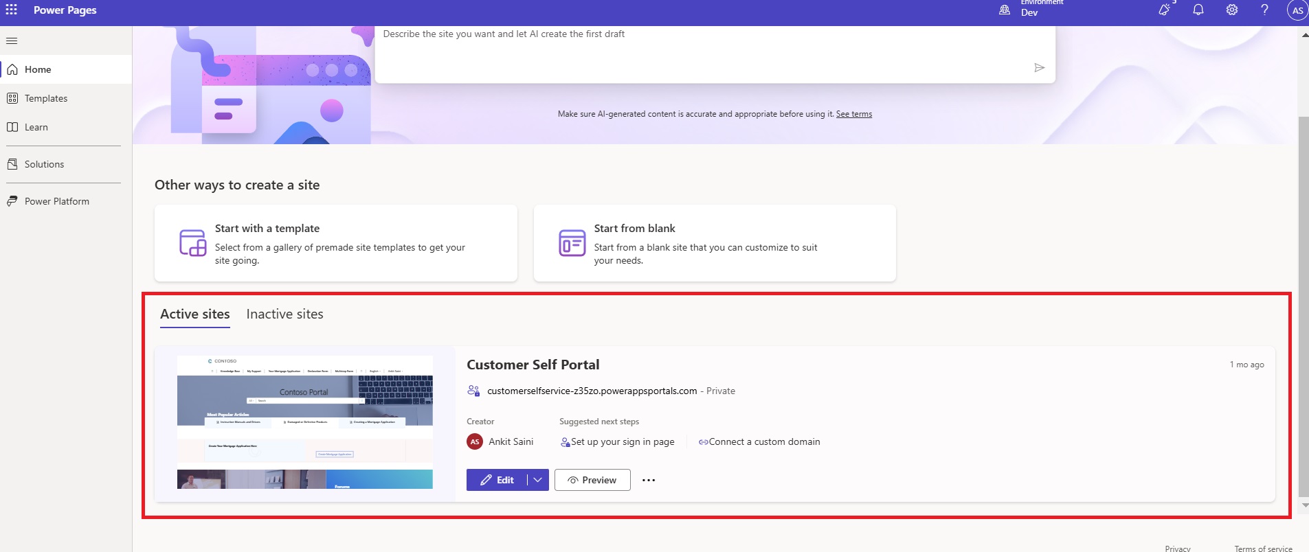 Click on Three Dots and Select Portal Management
